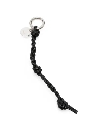 Jil Sander Braided Knotted Keyring In Black