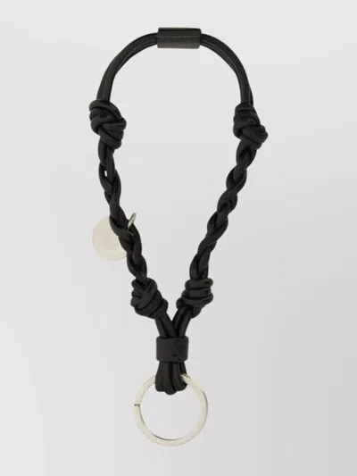Jil Sander Braided Metal Ring Keychain In Black