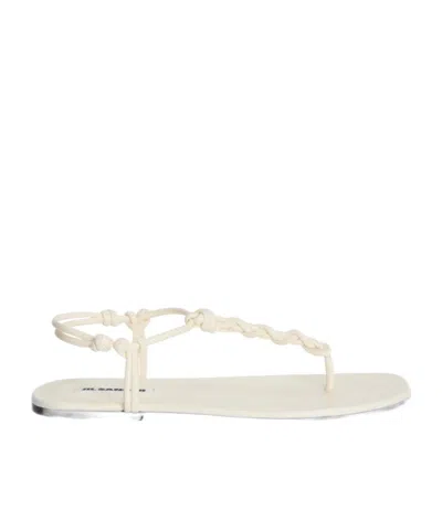 Jil Sander Braided Strap Flat Sandals In White