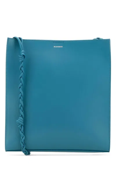 Jil Sander Braided Strap Leather Shoulder Bag In Blue