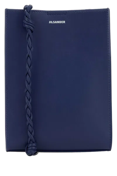 Jil Sander Braided-strap Leather Shoulder Bag In Navy