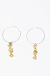 Jil Sander Brass Candy Hoop Earrings With Pendant In Gold
