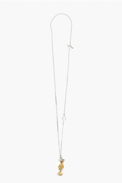 Jil Sander Brass Candy Necklace With Pendant In Silver