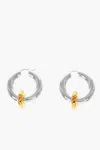 Jil Sander Brass Embrace Hoop Earrings With Pendant In Silver