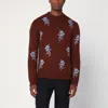 Jil Sander Brick-coloured Alpaca Sweater With Embroidery In Burgundy