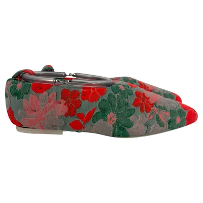 Pre-owned Jil Sander Brocade Point Toe Ballerina Flats In Multicolor Cotton