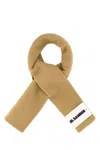 Jil Sander Light Brown Logo Patch Scarf In Brown