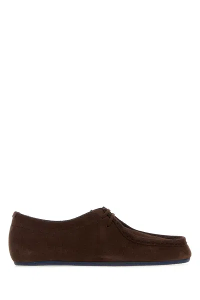 Jil Sander Dark Brown Suede Lace Up Shoes