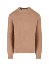 Jil Sander Ribbed Crewneck Sweater With Soft Texture In Brown