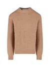 Jil Sander Ribbed Crewneck Sweater With Soft Texture In Brown