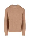 Jil Sander Brown Alpaca-wool Blend Crewneck Sweater With Ribbed Cuffs In Brown
