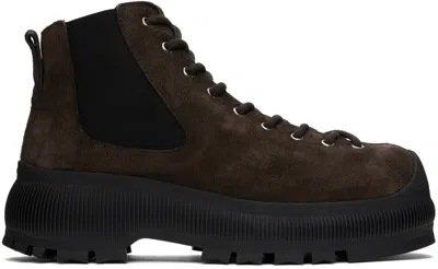 Jil Sander Brown Ankle Chelsea Boots In 204 Earth