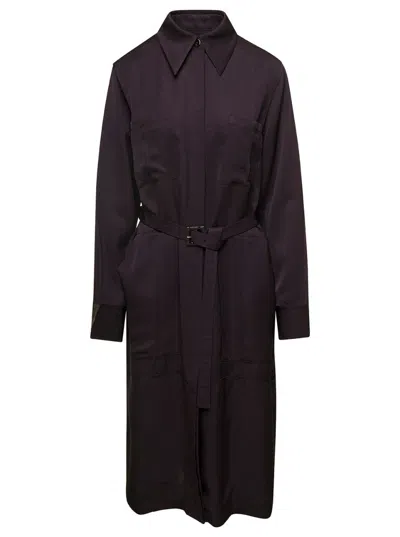 JIL SANDER BROWN BELTED COAT