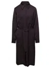 Jil Sander Brown Belted Coat With Classic Collar In Viscose Twill Woman In Brown