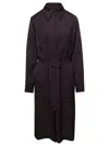 Jil Sander Brown Belted Coat With Classic Collar In Viscose Twill Woman