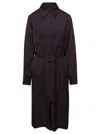 Jil Sander Brown Belted Coat With Classic Collar In Brown