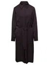 Jil Sander Brown Belted Coat With Classic Collar In Viscose Twill Woman In Multicolor