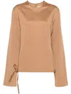 Jil Sander Brown Bomber Jacket With Tie Detail In Brown