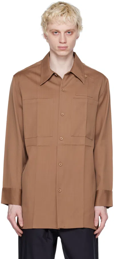 Jil Sander Brown Crease Shirt In 904 - Brown Overflow
