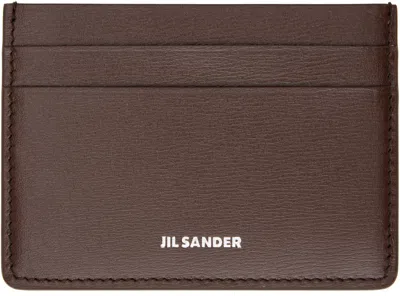 Jil Sander Brown Credit Card Holder In 205 Dark Earth