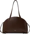 Jil Sander 'curve Medium' Brown Shoulder Bag With Embossed Logo On The Front And Curved Design In 205 Dark Earth