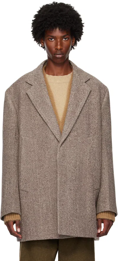 Jil Sander Brown Giacca Jacket In 243 Walnut