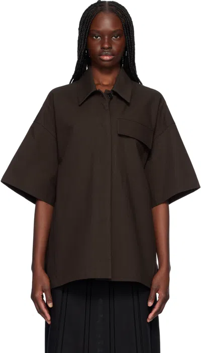 Jil Sander Brown Heavy Cotton Canvas Shirt In 203 Chocolate