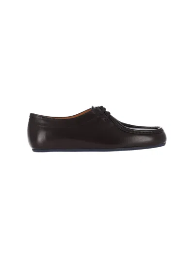 Jil Sander Brown Hood Calfskin Flat Shoes In Black