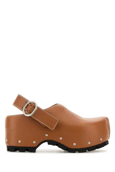 Jil Sander Brown Leather Mules