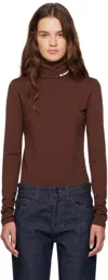 Jil Sander Brown Lightweight Wool Blend High-neck T-shirt In Multi