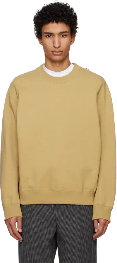 Jil Sander Brown Logo Flag Shoulder Sweatshirt In 235 Cereal