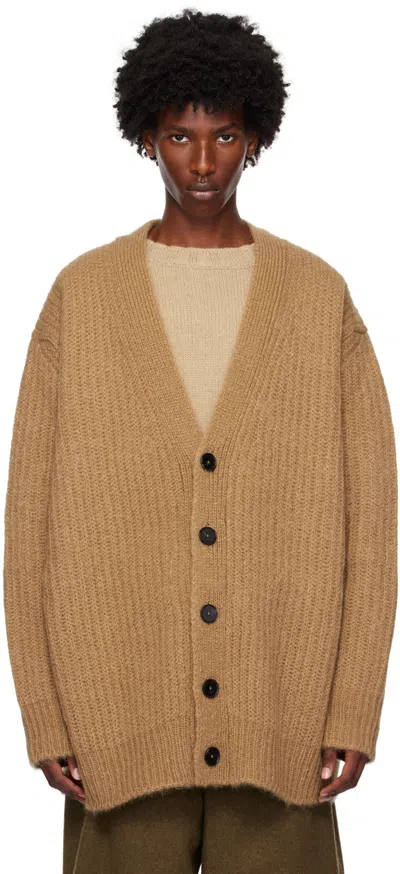 JIL SANDER BROWN MOHAIR CARDIGAN