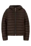 Jil Sander Hooded Quilted Down Jacket With Long Sleeves In Brown