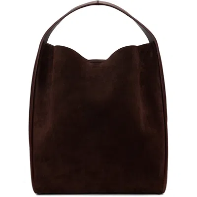 Jil Sander Brown Pivot Tote In 601 Chocolate Plum