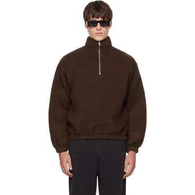 Jil Sander Brown Quarter-zip Sweater In 601 Chocolate Plum