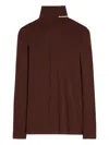 Jil Sander Brown Lightweight Wool Blend High-neck T-shirt In Brown