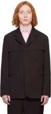 Jil Sander Brown Sharp Wool Gabardine Blazer In 201 Chocolate Brown