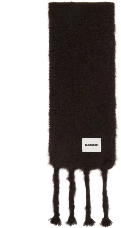 Jil Sander Brown Slim Wool Blend Scarf