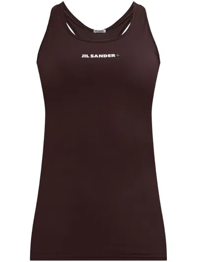 Jil Sander Brown Sport Tank Top With Logo Print In 褐色