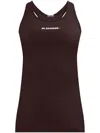 Jil Sander Brown Sport Tank Top With Logo Print In Brown