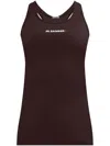 Jil Sander Brown Sport Tank Top With Logo Print In Brown