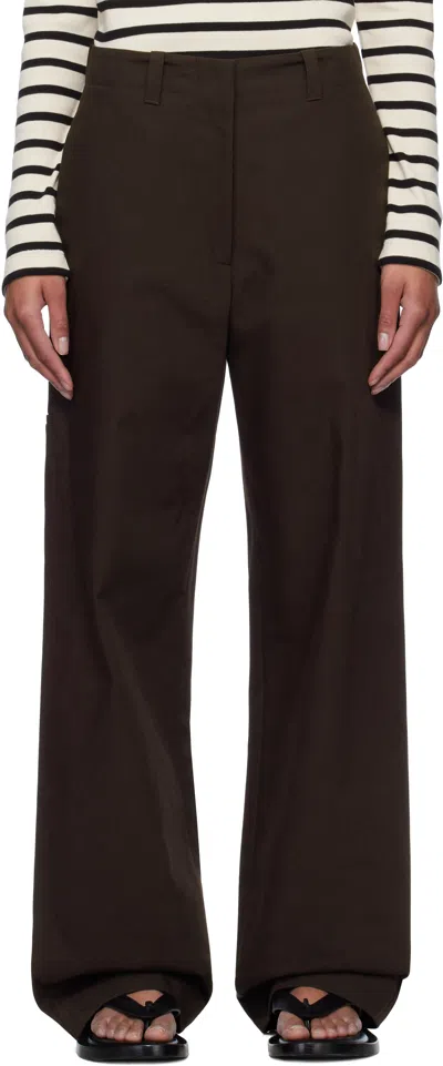 Jil Sander Brown Straight-leg Trousers In 203 Chocolate
