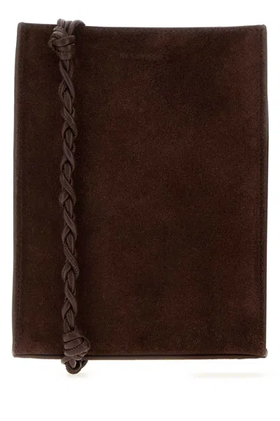 Jil Sander Brown Suede Small Tangle Shoulder Handbag