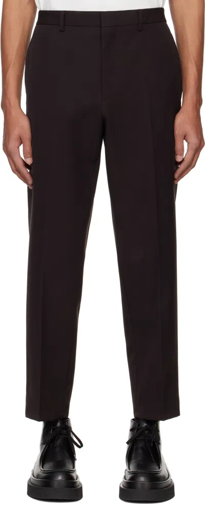 Jil Sander Brown Tapered Trousers In 201 Chocolate Brown