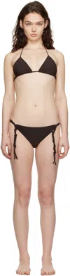 Jil Sander Brown Triangle Bikini Top In 204 Earth