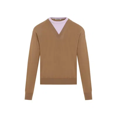 JIL SANDER JIL SANDER BROWN VIRGIN WOOL PULLOVER