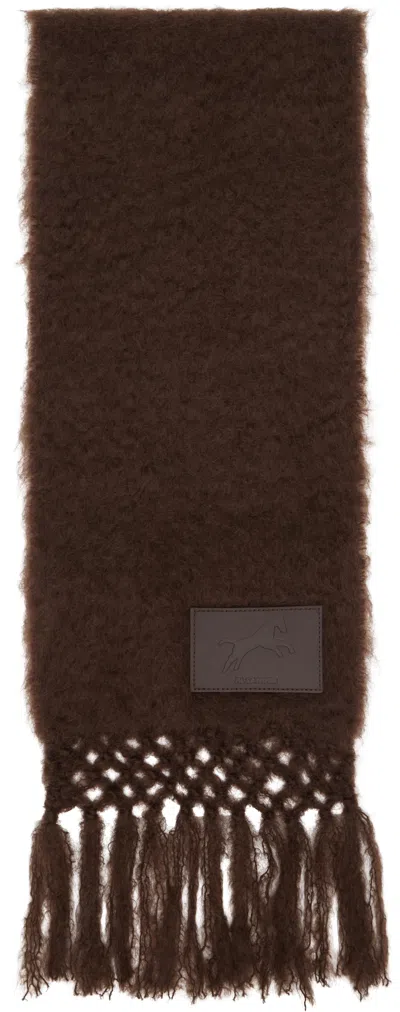 Jil Sander Brown Wool Blend Scarf In Black