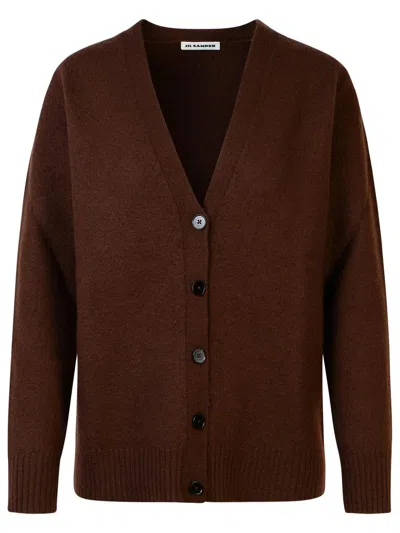 JIL SANDER JIL SANDER BROWN WOOL CARDIGAN