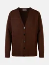 JIL SANDER BROWN WOOL CARDIGAN