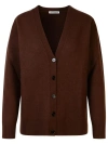 Jil Sander Womens Espresso V-neck Relaxed-fit Wool-bouclé Cardigan In Black